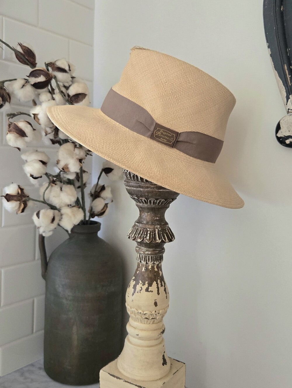 PANAMANIA HATS Classic Panama Fedora Woven Beige Brown Sun Hat Ranch Toquilla S